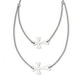 thumbnail image 1 of Stainless Steel Necklace with Pendants Chain Double Sideways Cross Layered 16.75 inch, 1 of 3