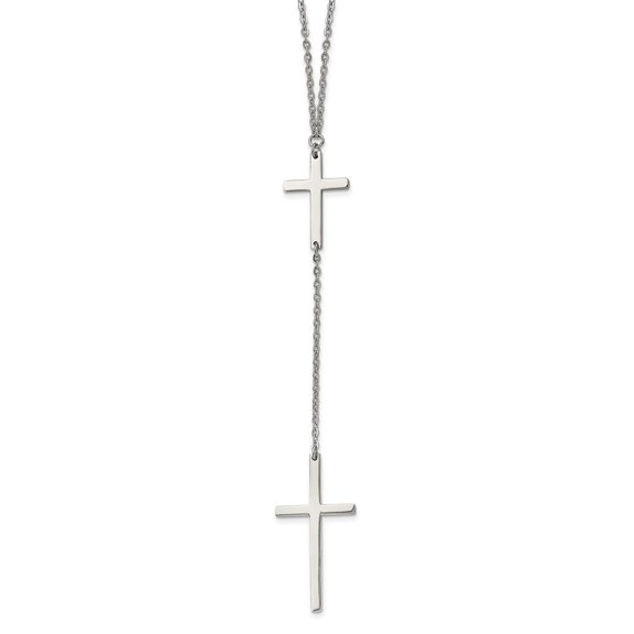 Stainless Steel Necklace with Pendants Chain Polished Cross Dangle Slip on 30in 30 inch
