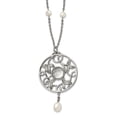 thumbnail image 1 of Stainless Steel Necklace with Pendants Chain Polished FWC Pearl & CZ Glass 30in w/2in ext 30 inch, 1 of 6