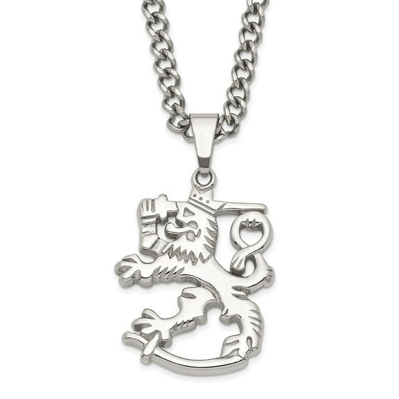 Stainless Steel Necklace with Pendants Chain Polished Lion w/ 2in ext. 20 inch