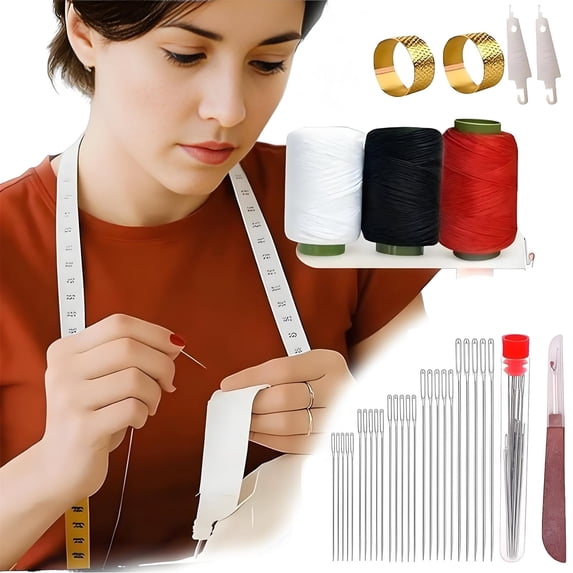 Stainless Steel Needles for Hand Sewing, 39PCS Big Eye Steel Sewing Needles Kit, Long & Thin Handmade Quilting & Sewing Needles Kit for DIY Sewing Projects (1 Set)