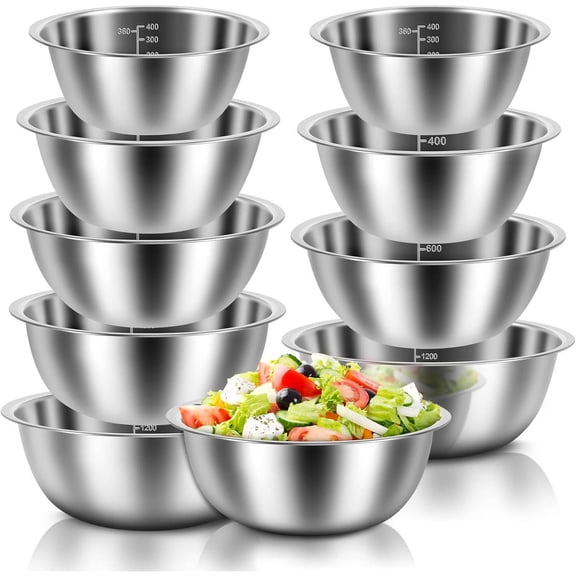 Stainless Steel Nesting Mixing Bowl Set with Scale Marks, Baking Bowls for Kitchen Food Storage, Cooking, Baking