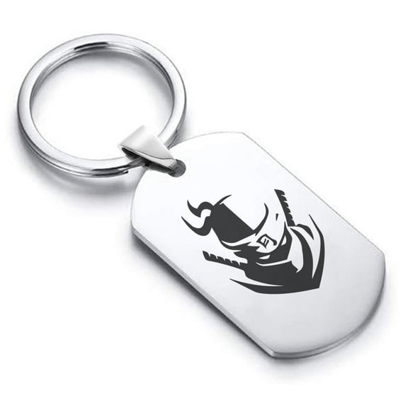 Stainless Steel Ninja Warrior Champion Dog Tag Keychain Circle Ring