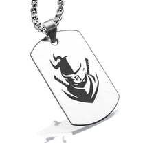 Stainless Steel Ninja Warrior Champion Dog Tag Pendant Necklace