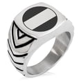 thumbnail image 1 of Tioneer Stainless Steel Nitta Samurai Crest Chevron Pattern Biker Style Polished Ring, 1 of 1