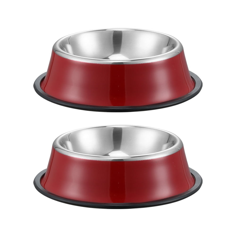 Stainless Steel NoSkid & NonTip Dog Bowl for Food or Water RED
