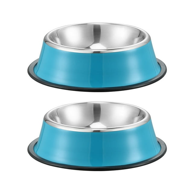 Stainless Steel NoSkid & NonTip Dog Bowl for Food or Water blue