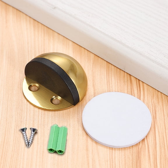 Stainless Steel Non-Magnetic Door Stop, No-Drill Anti-Collision Door Stopper With Mounting Hardware (1 Door Stop + 1 Strong Adhesive + 2 Screws + 2 Screw Tubes)