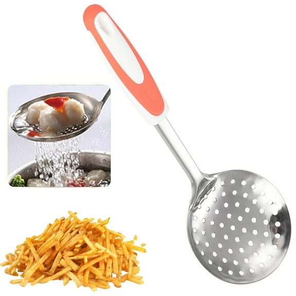Stainless Steel Non-Slip Kitchen Strainer, Stainless Steel Slotted Spoon, Hand-Polished Soup/Hot Dish Spoon, Thickened Non-Slip Stainless Steel Kitchen Spoon,Vegetable Cutting Spoon (Kitchen)