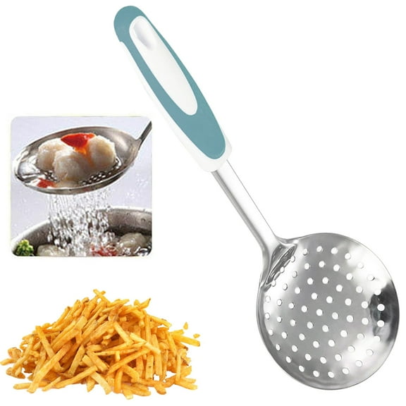 Stainless Steel Non-Slip Kitchen Strainer, Stainless Steel Slotted Spoon, Hand-Polished Soup/Hot Dish Spoon, Thickened Non-Slip Stainless Steel Kitchen Spoon,Vegetable Cutting Spoon (Kitchen)