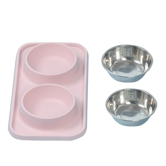Stainless Steel Non Spill Pet Bowl with Non Mat Feeder for Puppy Small Medium Dogs and Cats