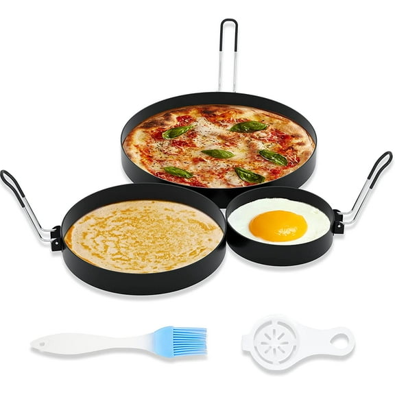 Stainless Steel Non Stick Cooking Rings Set - 8'' Omelet, 6'' Pancake, and 3.5'' Egg Rings