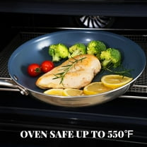 Stainless Steel Non Stick Frying Pan, 10 Inch Healthy Ceramic Coating Cookware with Lid, PTFE PFAS PFOA , Dishwasher & Oven Safe