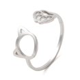 thumbnail image 1 of Stainless Steel Non-Tarnish Adjustable Open Ring Cat Kitten Shape Animal Pet R7, 1 of 3