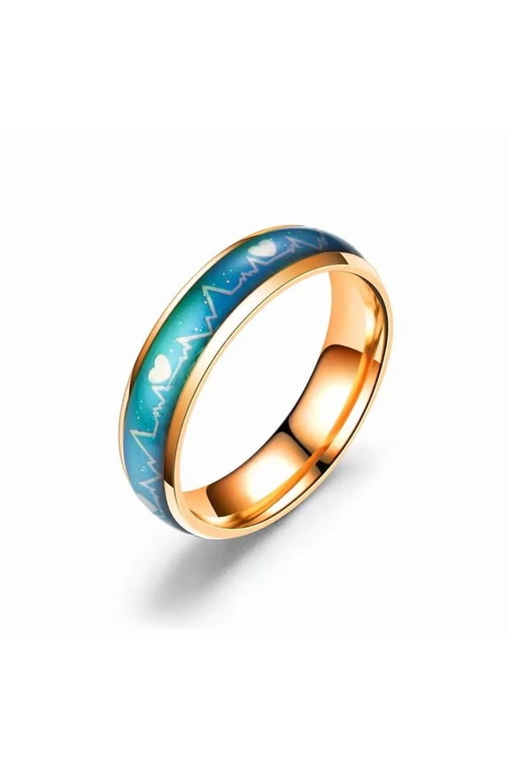 Stainless Steel Non-Tarnish Color Changing Mood Ring Temperature Women Men R47