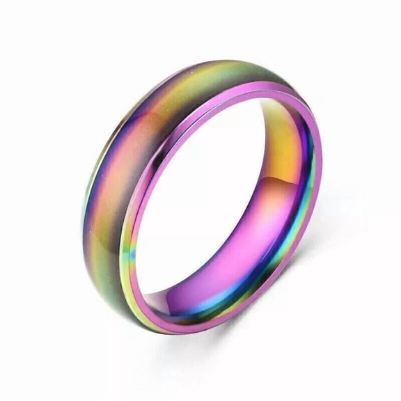 Magic Color Ring Stainless Steel Color Changing Mood Ring Temperature Women Men 6-12 R46 ...