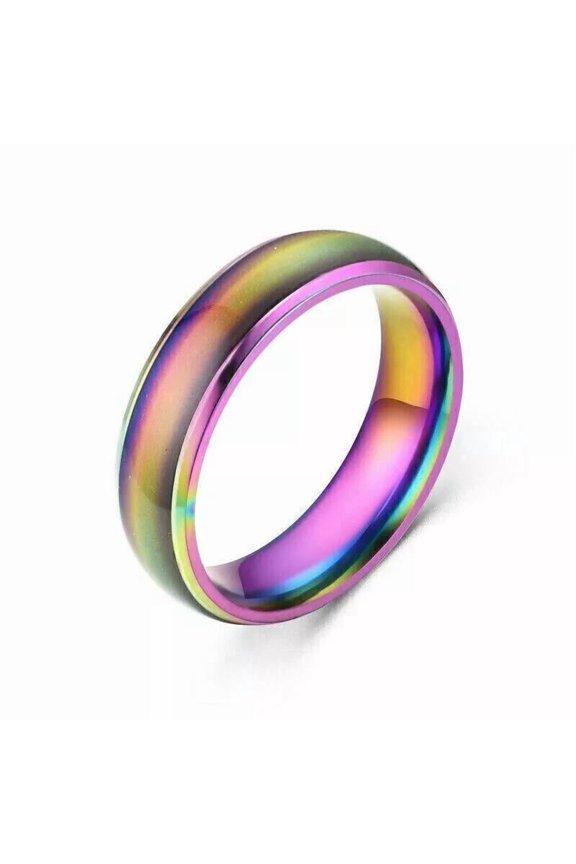 Stainless Steel Non-Tarnish Color Changing Mood Ring Temperature Women Men R48