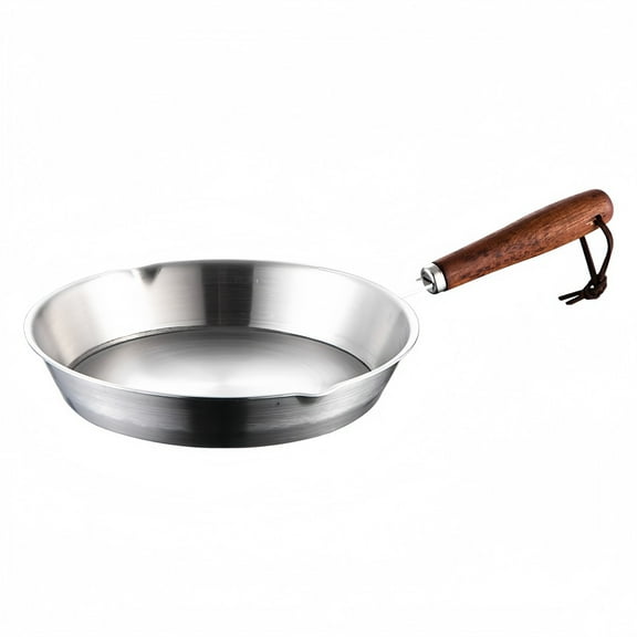 Stainless Steel Non-stick Frying Pan with Wooden Handle Perfect for Breakfast,Eggs All Cooktops