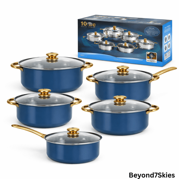 Stainless Steel Nonstick Cookware Set, Multifunctional Kitchen Cooking Pots and Pans, Induction and Gas Compatible Cookware Set with Stainless Steel Lids for Home and Kitchen 12pcs