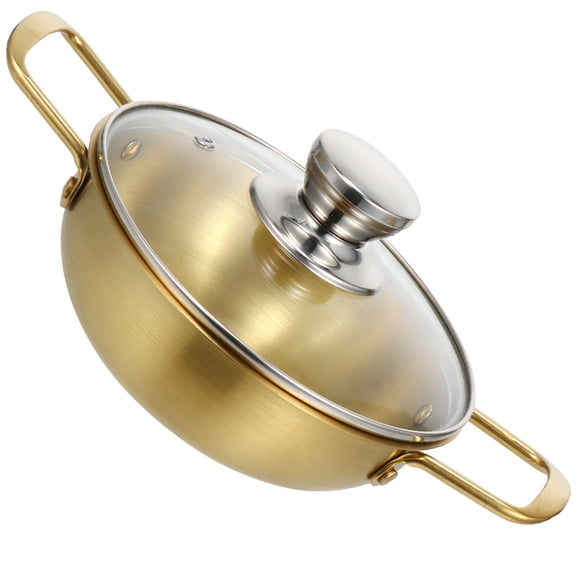 ifundom Stainless Steel Korean Soup Pot with Handles, Golden Cooking Pot for Kitchen, and Easy to Clean