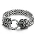 thumbnail image 1 of Stainless Steel Nordic Double Wolf Head Bracelet Men\\\'s Retro Punk Mesh Chain Animal Bracelet Hip Hop Rock Trend Jewelry, 1 of 6