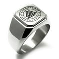 thumbnail image 1 of Stainless Steel Norse Valknut Knot Viking Engraved Square Flat Top Biker Style Polished Signet Ring, 1 of 1