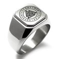 thumbnail image 1 of Tioneer Stainless Steel Norse Valknut Knot Viking Engraved Square Flat Top Biker Style Polished Signet Ring, 1 of 1