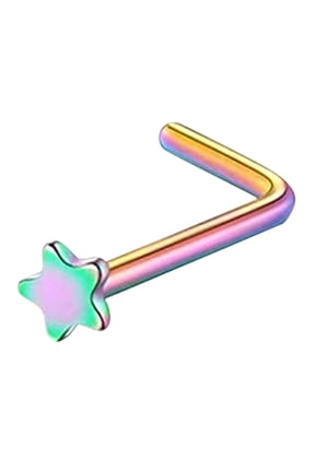 Stainless Steel Nose Rings Studs Body Piercing Jewelry Nose Ring For Women,Nostril Piercing Jewelry Flat Piercing Jewelry 20g Nose Stud Screw Heart Nose Ring Rings 18 Gauge Nose Rings