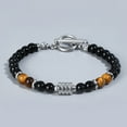 thumbnail image 1 of Stainless Steel OT Buckle Tiger-Eye Bracelet Men, 1 of 2
