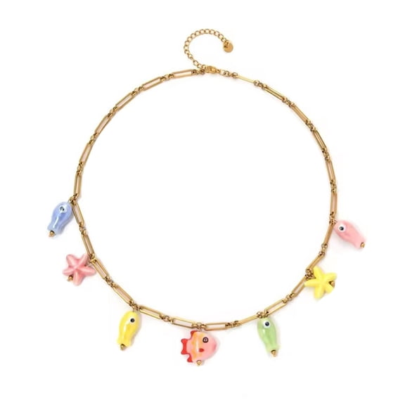 Stainless Steel Oceanics Themed Pendant Necklace Portable Gifts for Her