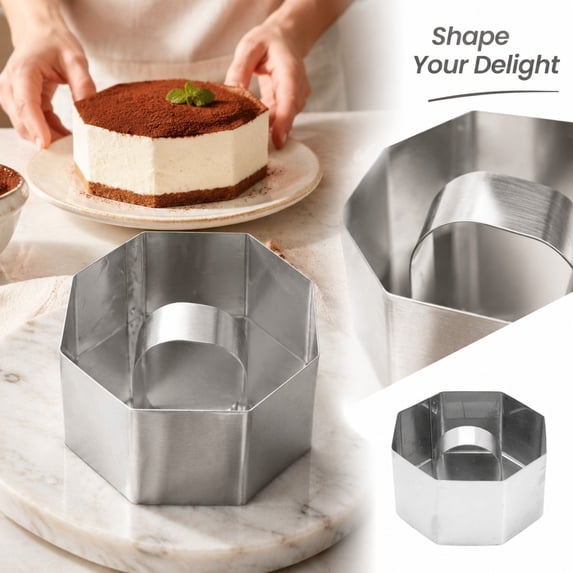 Stainless Steel Octagonal Cheesecake Mold, 3-Inch Cake Pan for Baking, Pastry Cutter Tool - 1 Piece
