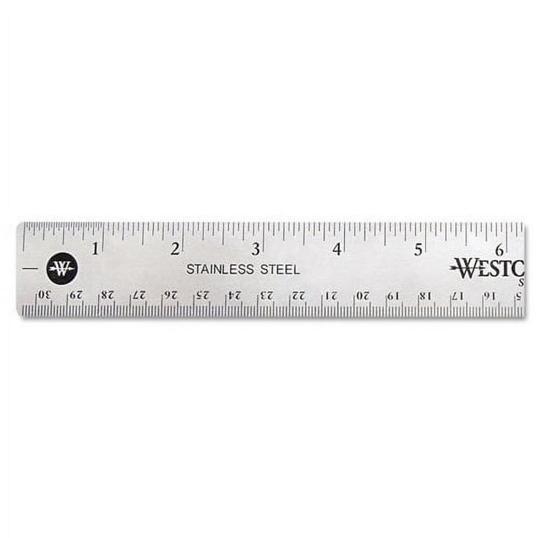 Stainless Steel Office Ruler With Non Slip Cork Base, Standard/Metric, 18 Stainless Steel Office Ruler With Non Slip Cork Base, Standard/Metric, 18