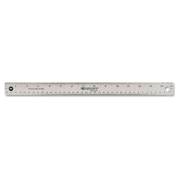 Stainless Steel Office Ruler With Non Slip Cork Base, Standard/metric, 15" Long | Bundle of 10 Each