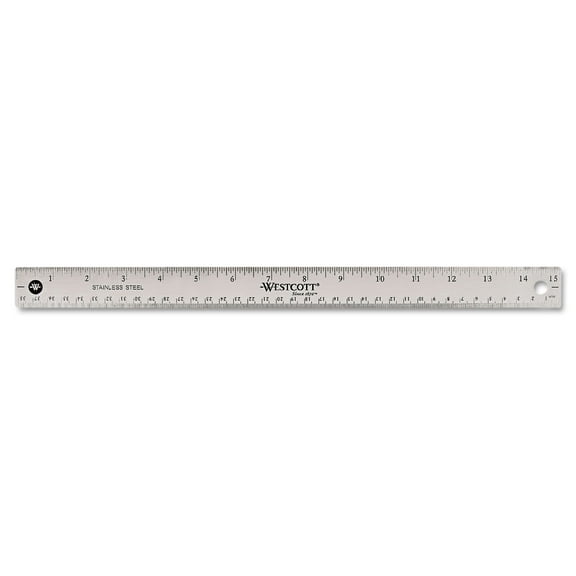Stainless Steel Office Ruler With Non Slip Cork Base, Standard/metric, 15" Long | Bundle of 2 Each