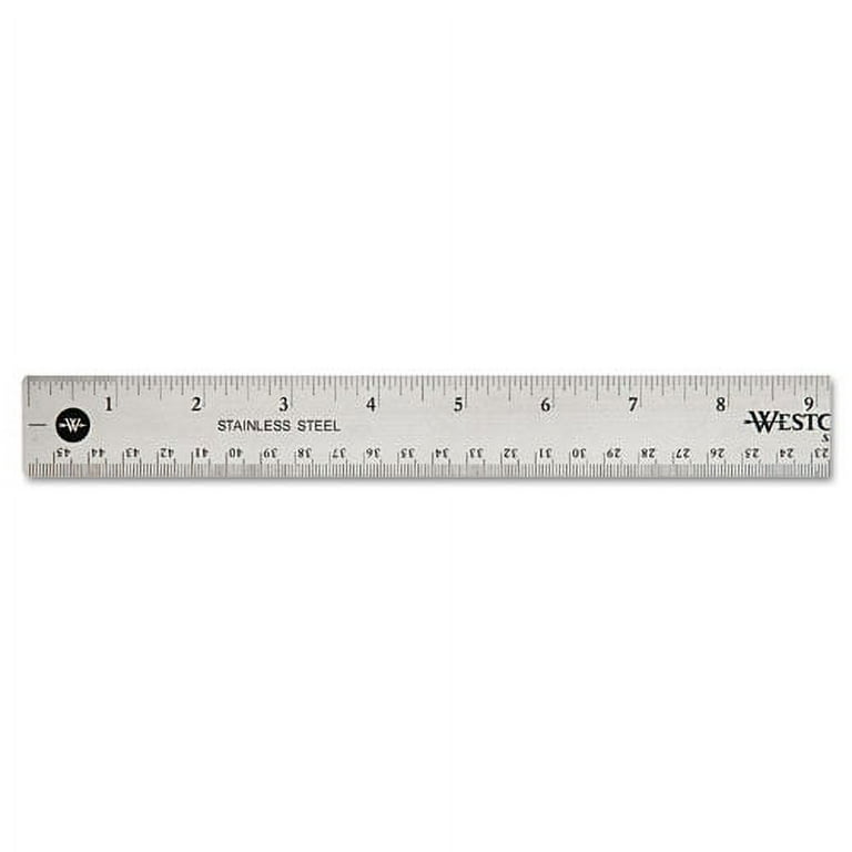 Stainless Steel Office Ruler With Non Slip Cork Base, Standard/Metric, 18 Stainless Steel Office Ruler With Non Slip Cork Base, Standard/Metric, 18