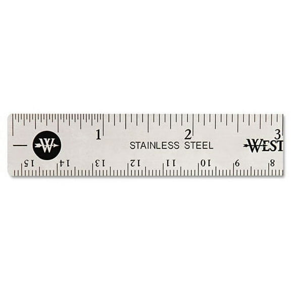 Stainless Steel Office Ruler With Non Slip Cork Base, Standard/metric, 6" Long | Bundle of 2 Each