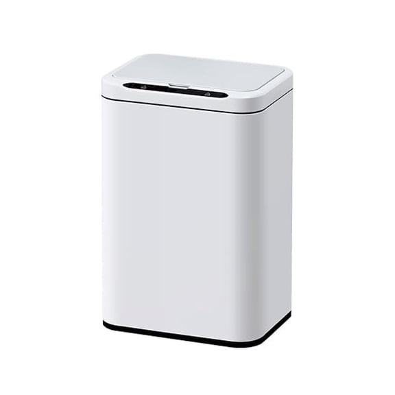 Stainless Steel Office Trash Can 6.6 Gallon Sensor Garbage Bin Rectangular Automatic Touch Free Waste Bin for Hotel and Living Room(White), 2AA