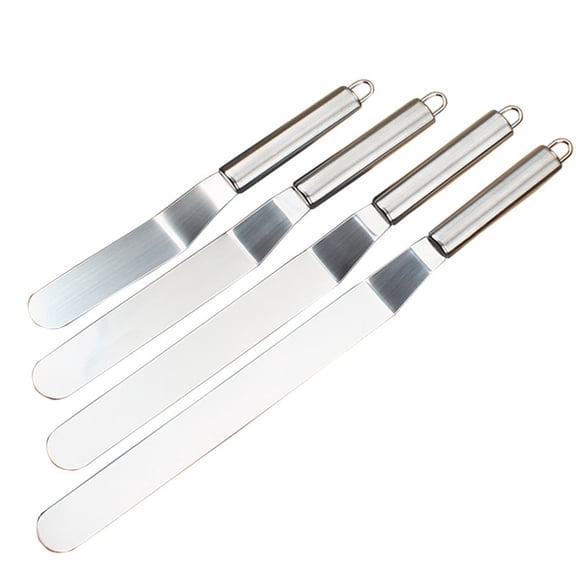 Stainless Steel Offset Spatula Set of 4 Professional Baking Tools with Ergonomic Handles for Cake Decorating Frosting Icing Spreading Smoothing and Pastry Preparation