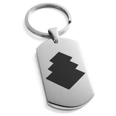 Tioneer Stainless Steel Ogasawara Samurai Crest Engraved Dog Tag Keychain Keyring