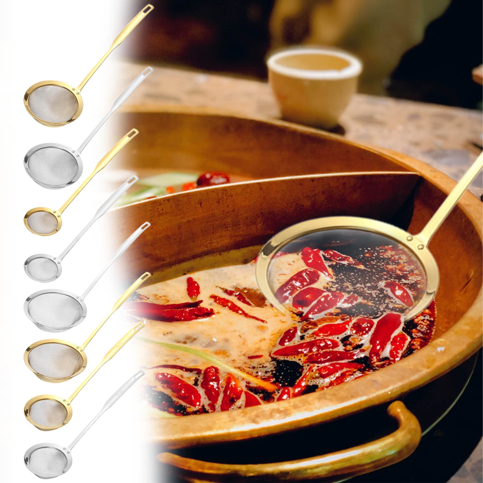 Stainless Steel Oil Colander Spoon | Fine Mesh Strainer Skimmer | Multi ...