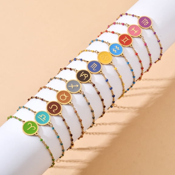 Stainless Steel Oil Dripping Bracelet Female Creative 12 Constellation Pattern