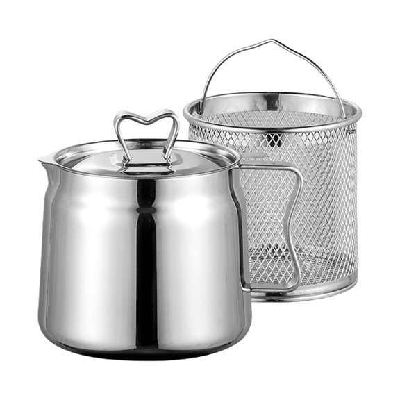 Stainless Steel Oil Filter Container With Lid Frying Pan Strainer Kitchen Essential