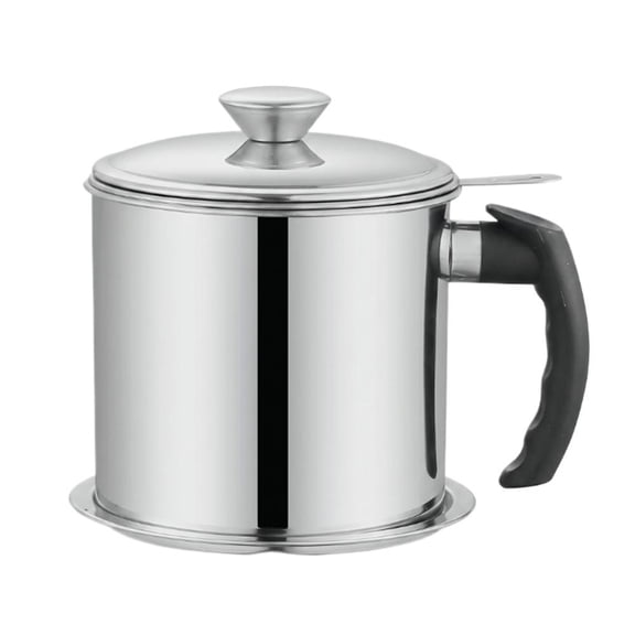 Stainless Steel Oil Filter Pot, 1.3L/1.8L Deep Fryer Oil Container with Built-in Strainer, Stainless Steel Oil Keeper with Lid, Dishwasher Friendly for Frying and Grease Storage