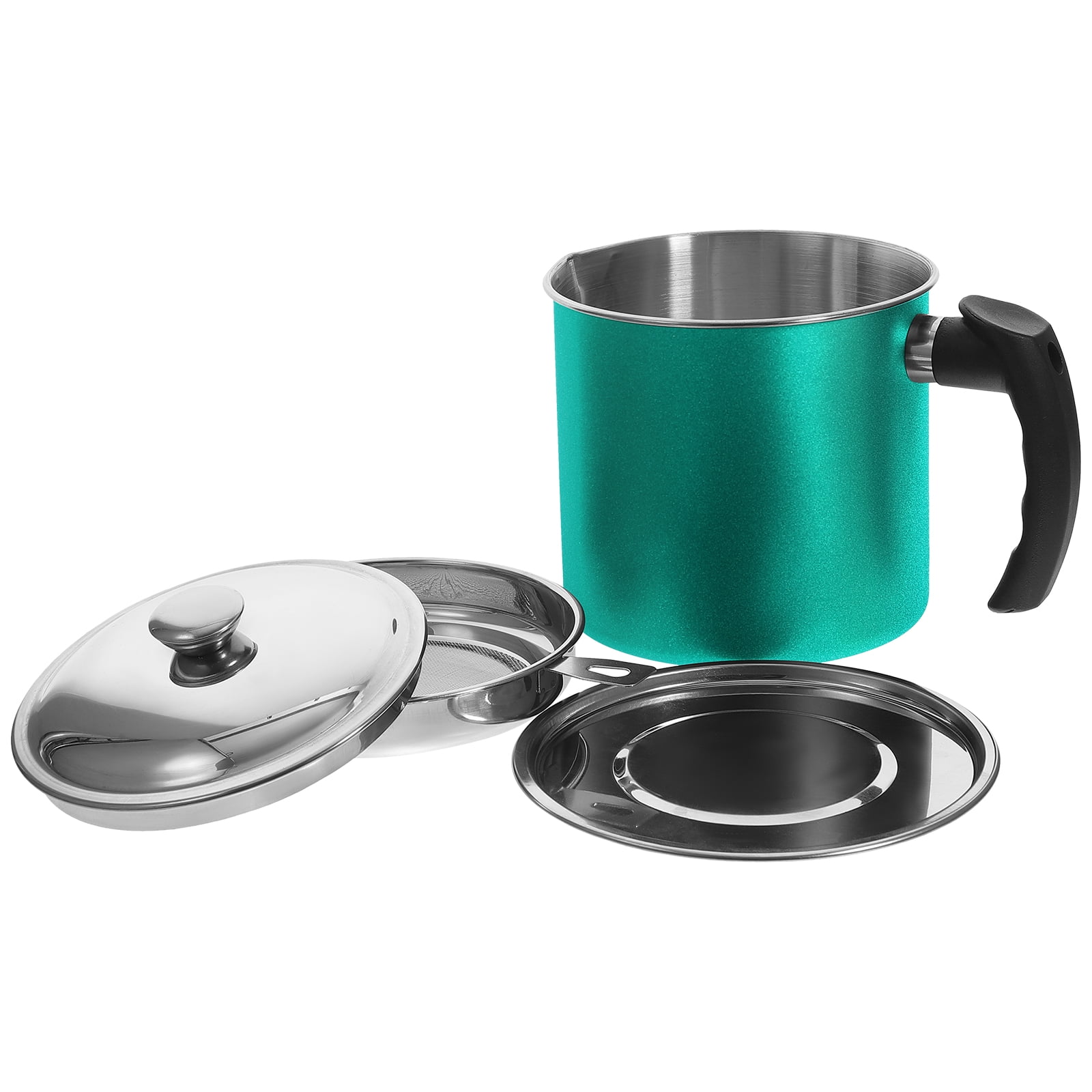 Stainless Steel Oil Filter Pot Strainer Jug Grease Jar Bacon Fat Container Metal with Lid