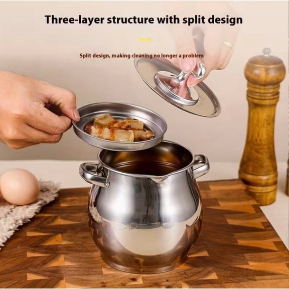 Stainless Steel Oil Kettle with Integrated Filters - Versatile Kitchen Tool for Cooking and Brewing