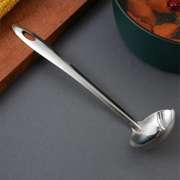 Stainless Steel Oil Separator Spoon | Grease Filter Ladle for Soup, Broth, Stew | Food Grade 201 Stainless | Dishwasher Safe | Rust Proof | Multi-Purpose Kitchen Utensil | 1pc