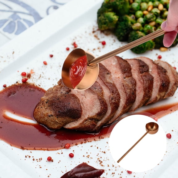 PENIKOKO Stainless Steel Serving Utensils Oil Heated Spoon Rose Gold 1Pack