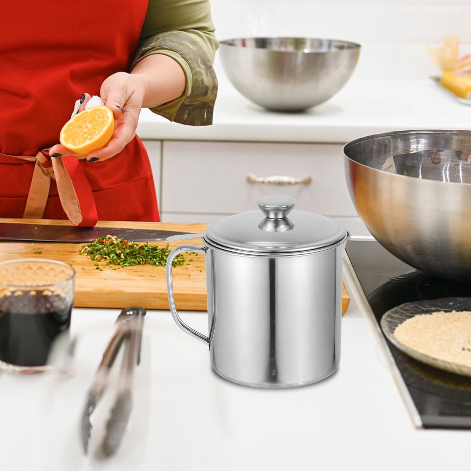 Stainless Steel Oil Strainer Pot with Grease Separator Ladle for ...