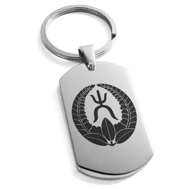 Tioneer Stainless Steel Okubo Samurai Crest Engraved Celtic Dog Tag Keychain