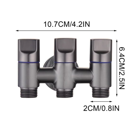 Stainless Steel One Inlet Three Angle Tap Faucet Set, Control Taps with Brass Core for Leak-Proof Bathroom Sink Installation, Standard 4-Point Interface, 1 Set